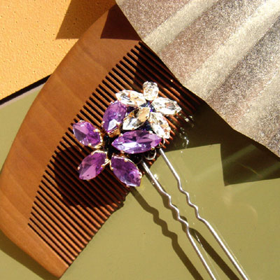 お花の髪飾り（紫）