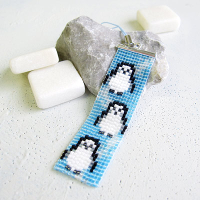 デリカビーズ織りストラップ・ペンギン