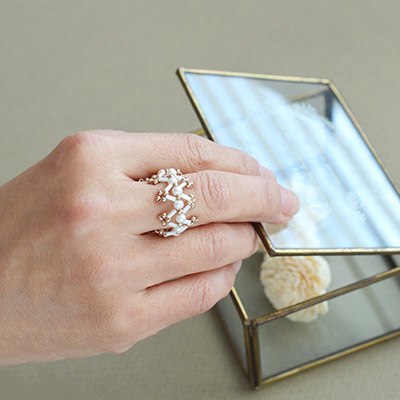 優　ビーズリング ビズー公式】ダイヤモンド K18 イエローゴールド プラチナ リング