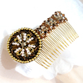 パールのサークルモチーフ・ヘアコーム(ゴールド)