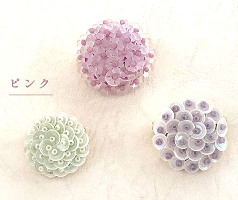 針とテグスで作る 紫陽花のブローチ