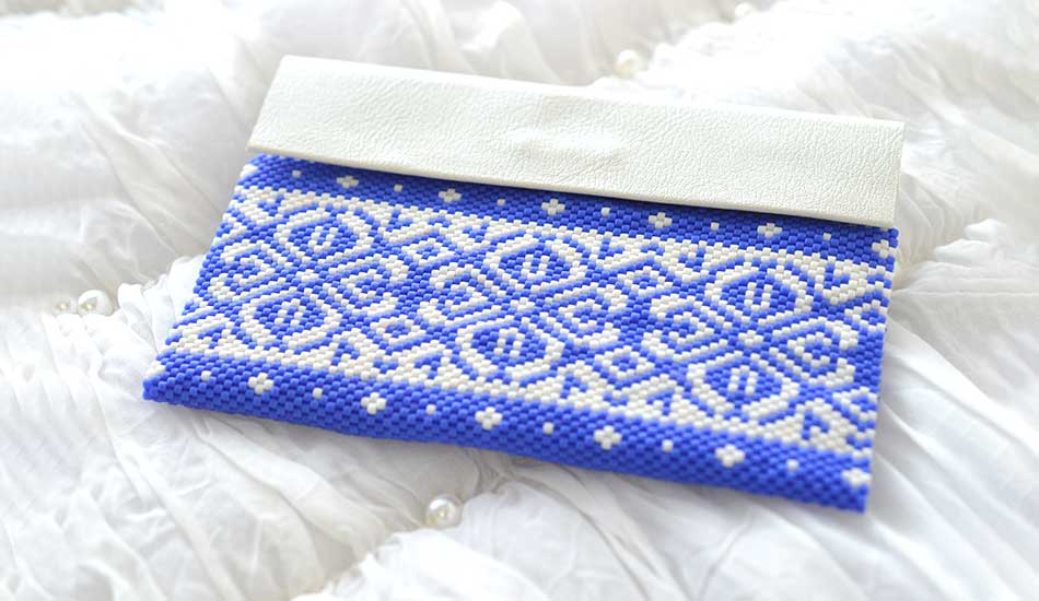 ペヨーテステッチで作るカードケースキット(デルフトブルー)
