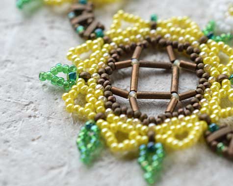 ビーズレーシング フラワー ドイリー キット ひまわり ビーズレーシング フラワー ドイリー キット ひまわり