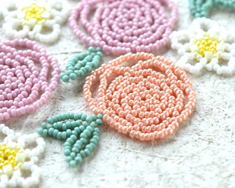 ビーズレーシング フラワー ドイリー キット バラ ビーズレーシング フラワー ドイリー キット バラ