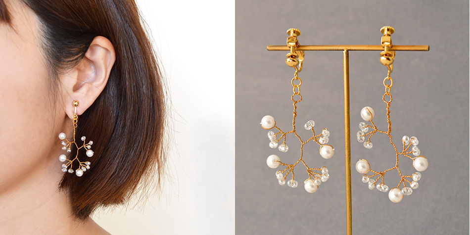 手作りの小枝アクセサリー特集 ヘッドドレス ヘアアクセサリーとイヤリング ピアス