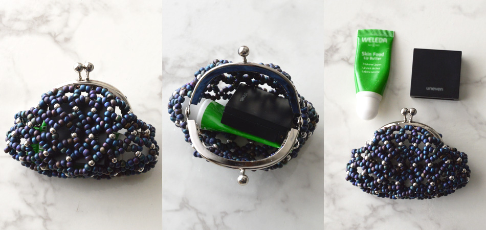 ドット模様のラウンド型ビーズがま口